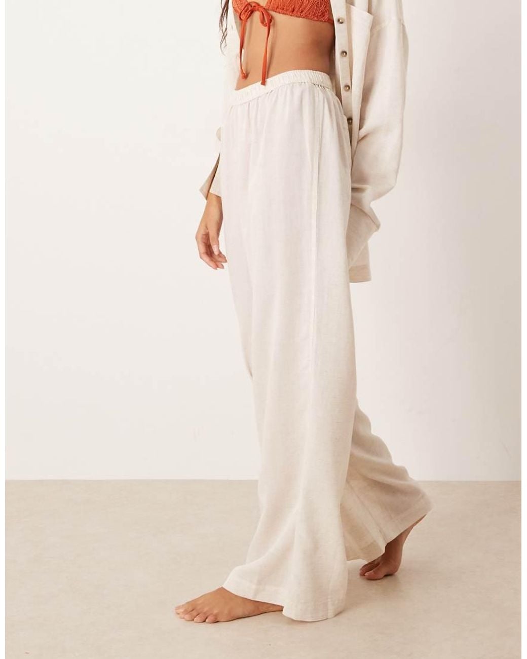 ASOS Natural Ipanema Sheer Beach Pants With Linen