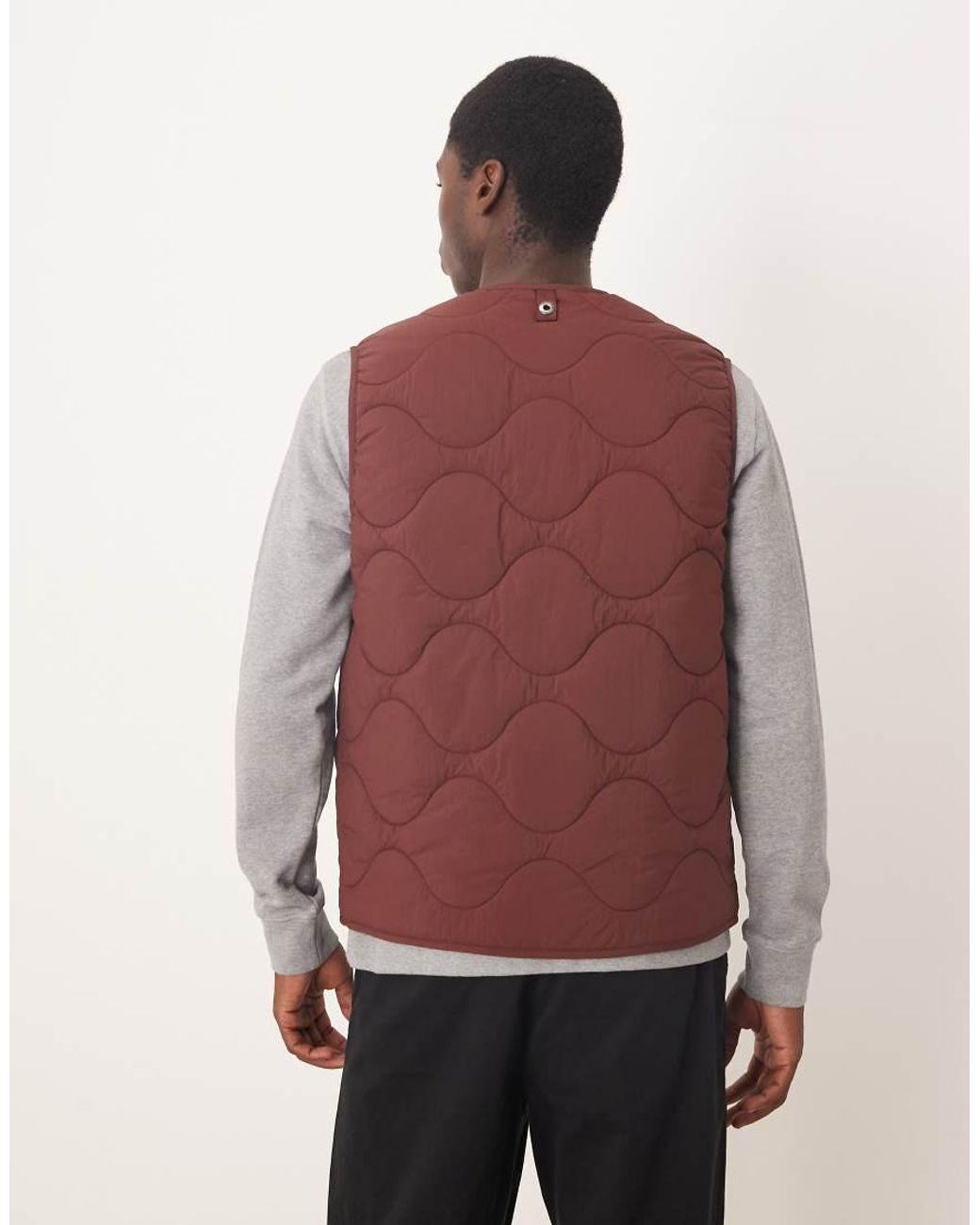 ARKET Red Quilted Gilet With Zip Front for men