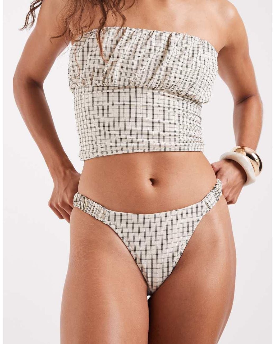 ASOS White Piper Paper Touch High Leg Bikini Bottom