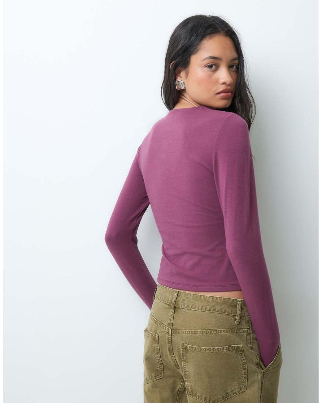 Abercrombie & Fitch Purple Seamless Long Sleeve Baby Tee