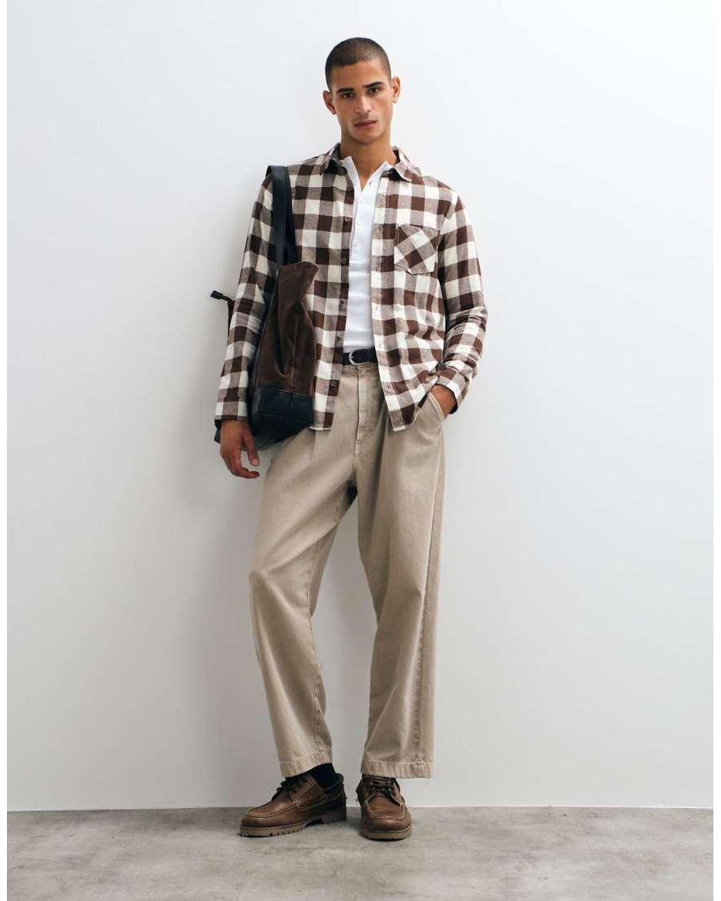 Brave Soul Gray Long Sleeve Check Shirt for men
