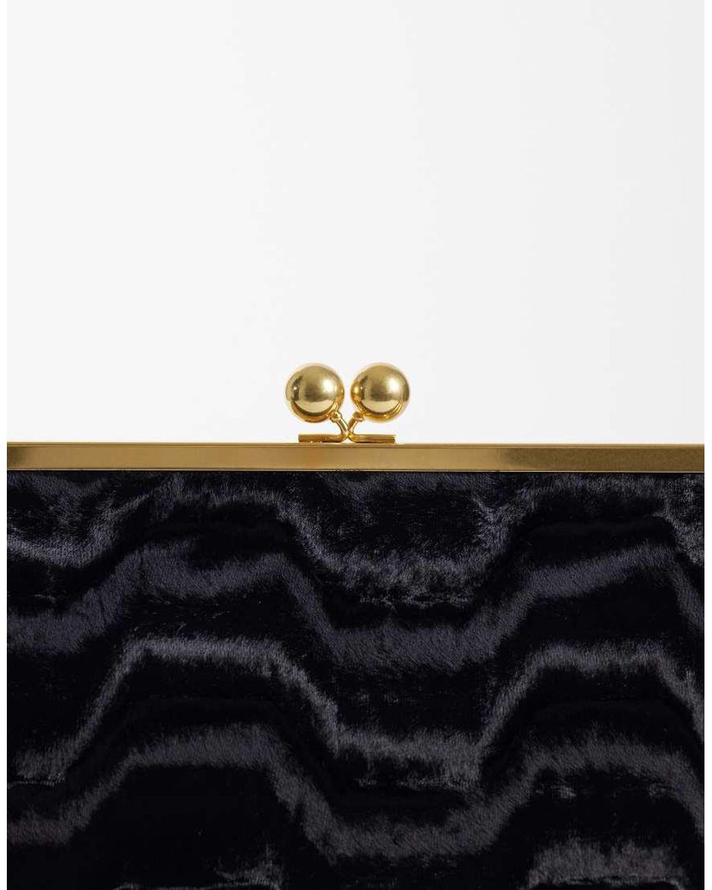 ASOS Black Faux Fur Astrakhan Large Frame Clutch Bag