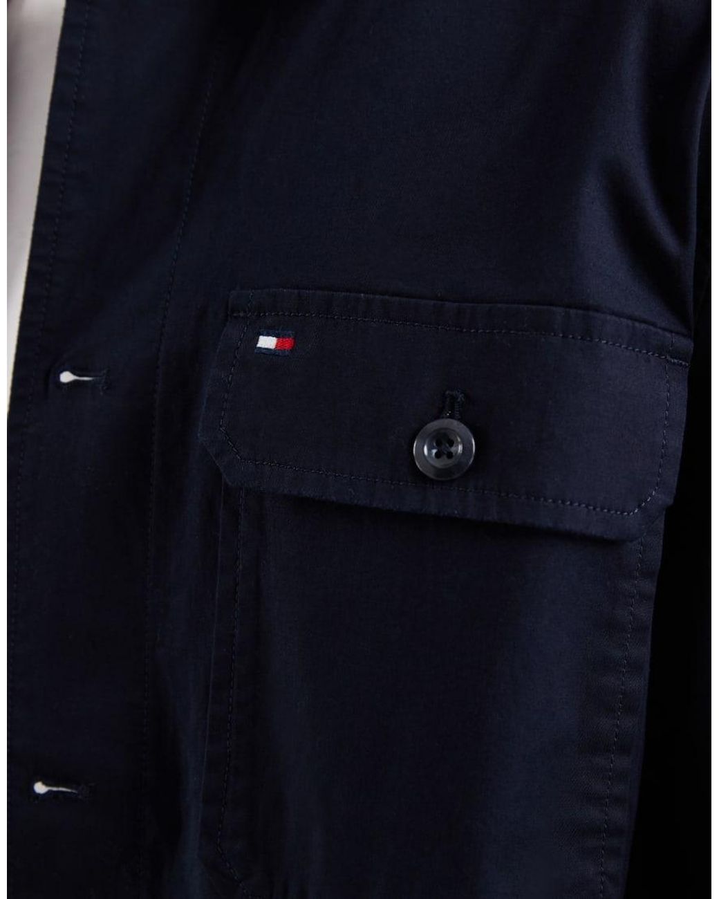 Tommy Hilfiger Blue Cotton Blend Revere Collar Jacket for men