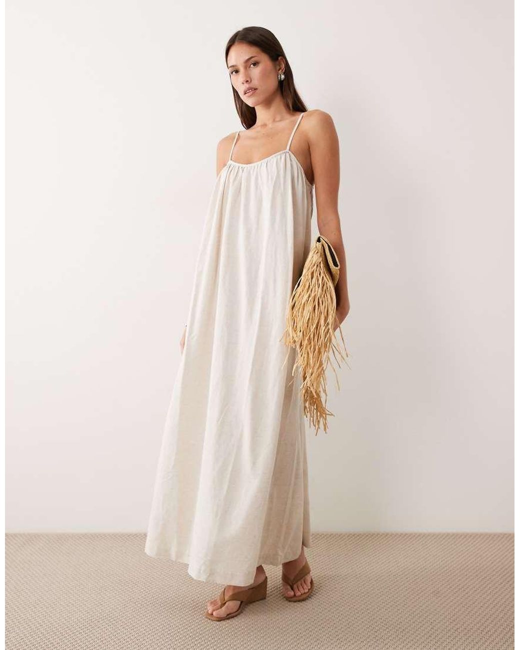 Vila Natural Linen Touch Cami Maxi Dress