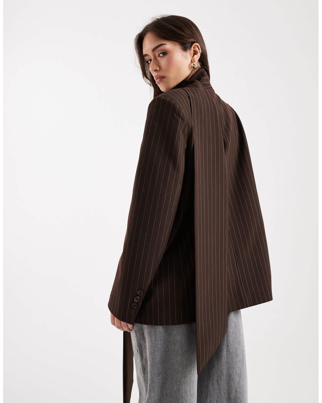 ASOS Brown Oversized Scarf Blazer