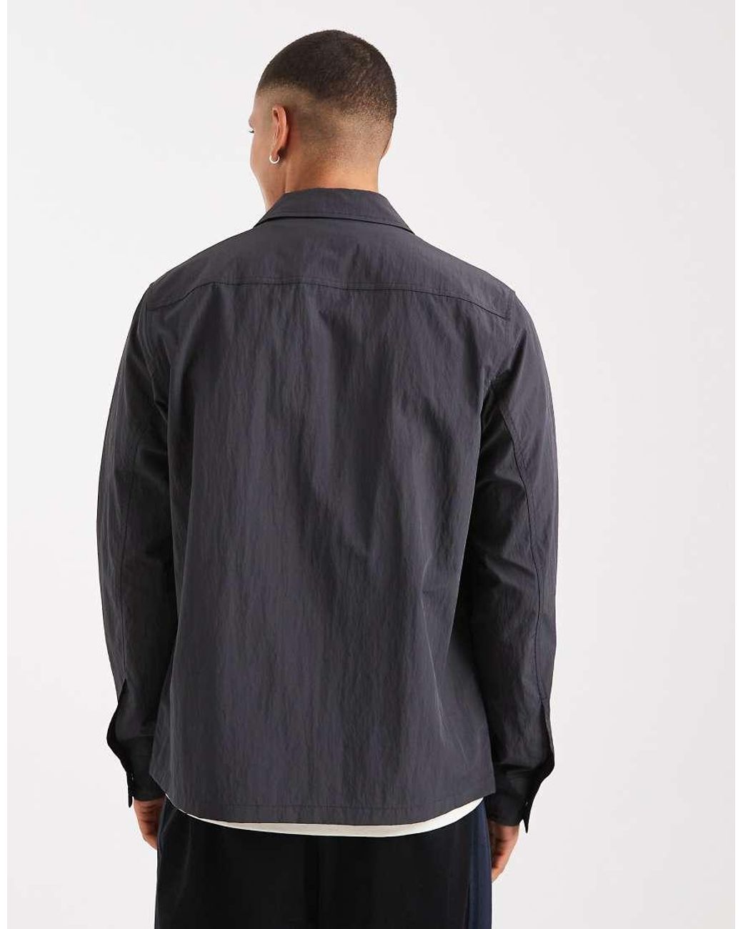 Fred Perry Gray Zip Through Overshirt Jacket for men