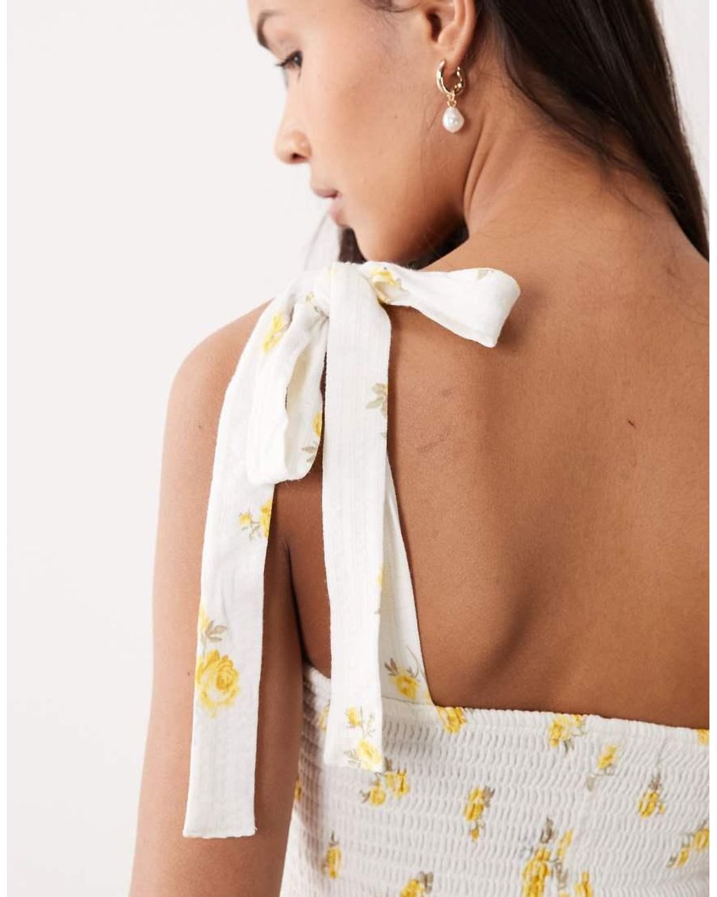 Miss Selfridge Natural Tie Shoulder Playsuit