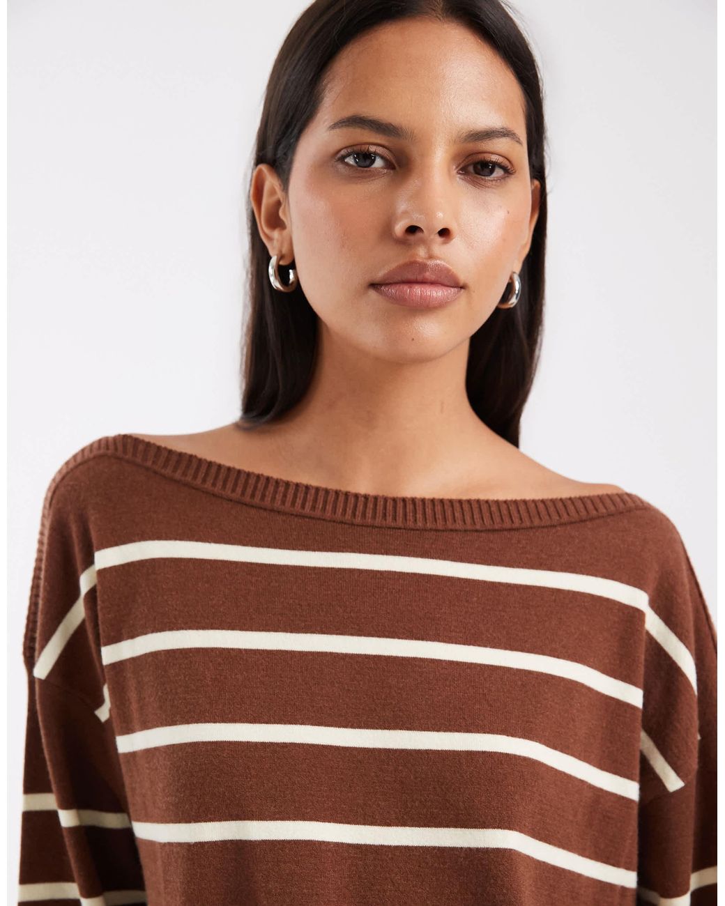 Pull à rayures en maille ASOS en coloris Brown
