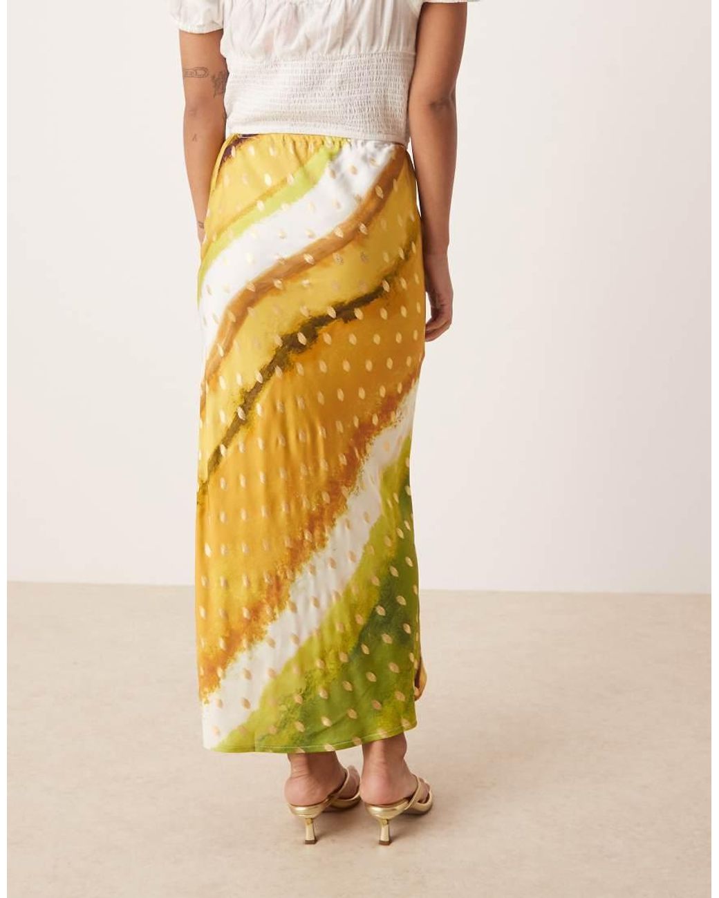 Never Fully Dressed Metallic Petite Dorris Satin Fleck Maxi Skirt