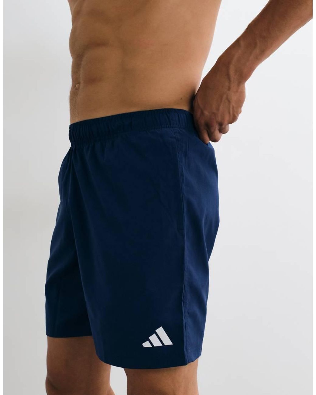 Adidas Originals Blue Adidas Training Essentials Swimshorts With 3 Stripes for men