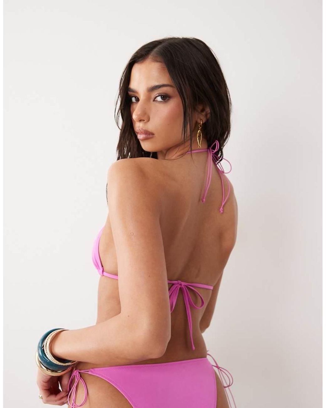 ASOS Purple Chelsea Charm Triangle Bikini Top With Beads