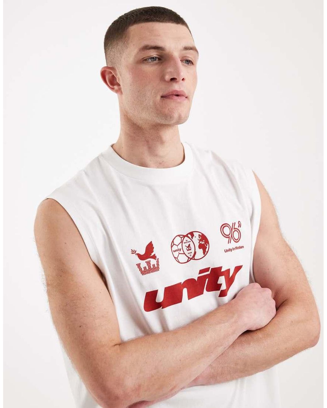 ASOS White Oversized Tank With Football Graphic for men