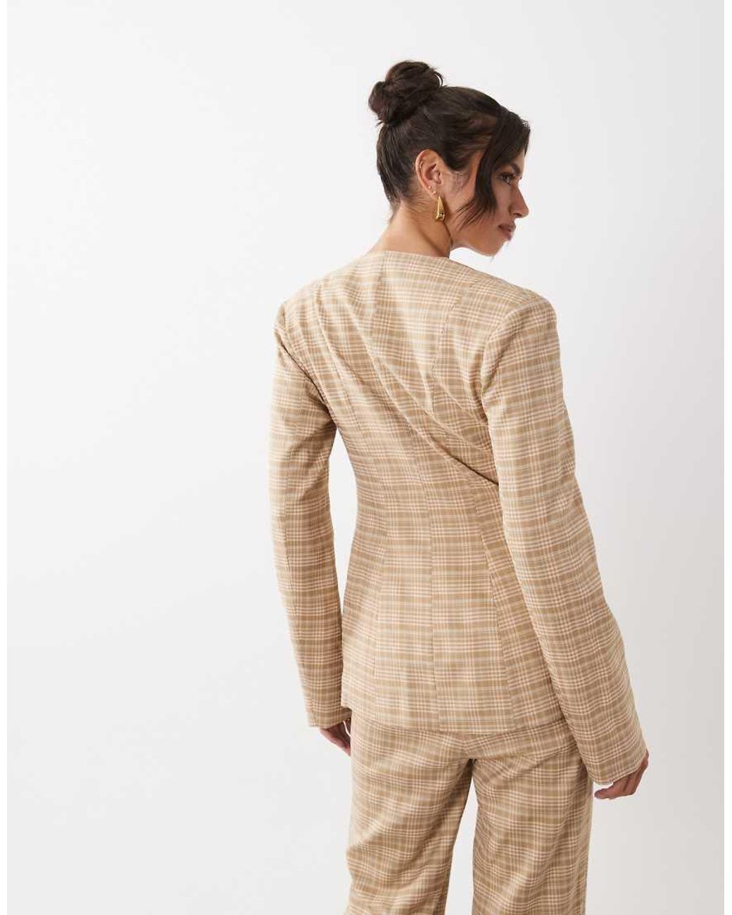 ASOS Natural Tailored Plaid Blazer - Part Of A Set