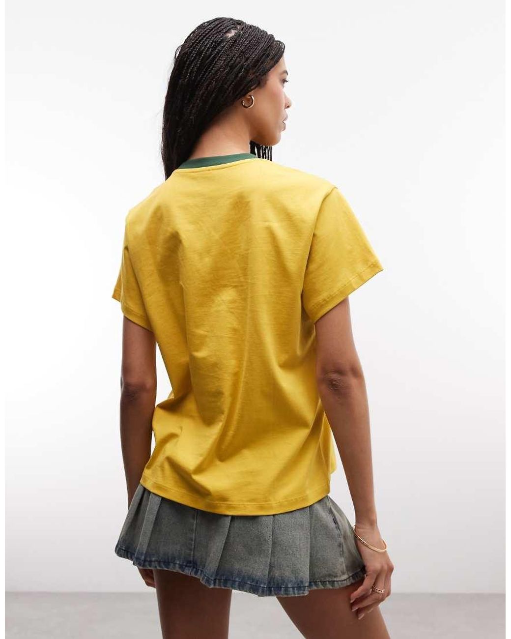 Reclaimed Vintage Yellow Unisex Ringer With Slogan
