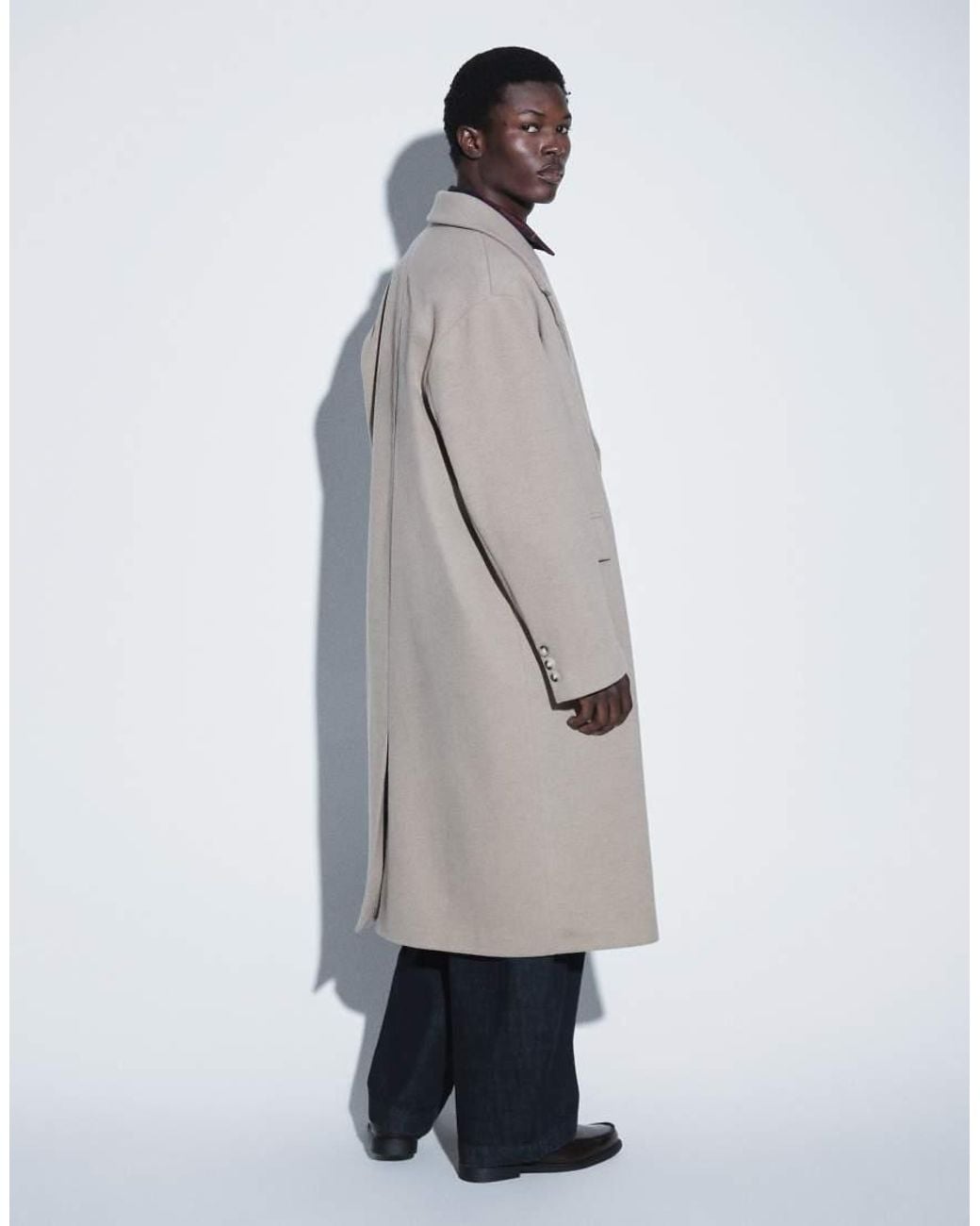ASOS Natural Wool Look Oversized Overcoat for men