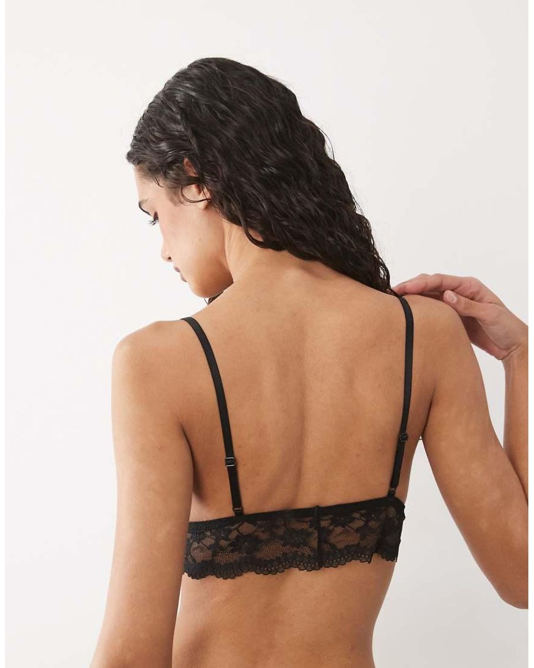 ASOS Black 2 Pack Cotton Bralette With Lace Trim