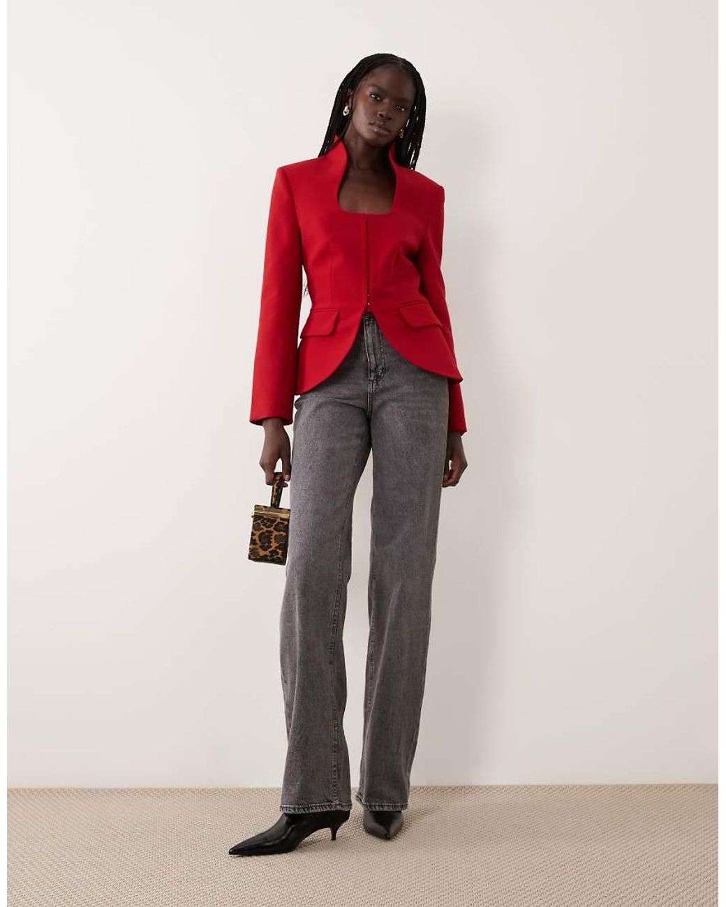 Miss Selfridge Red Structu Blazer