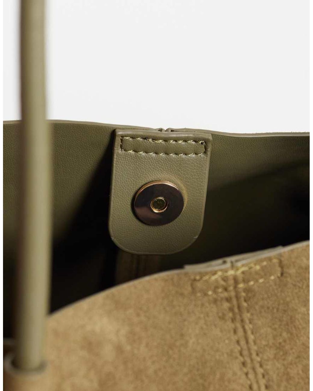 ASOS Natural Faux Suede Tubular Handle Tote Bag With Internal Pouch And Detachable Charm Detail