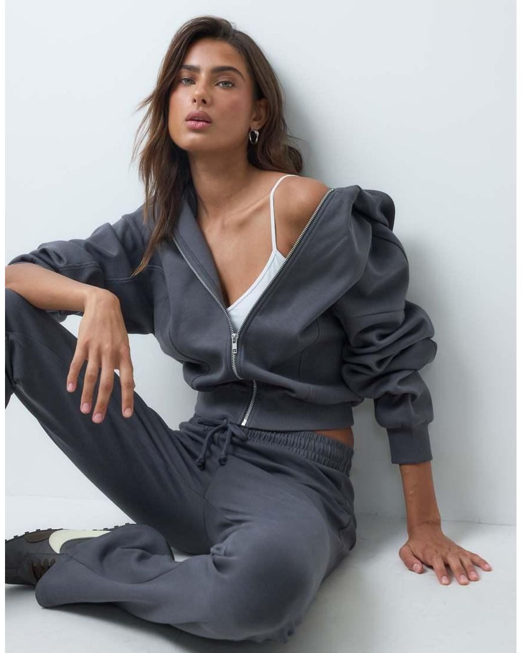 ASOS Blue Interlock Cropped Hoodie