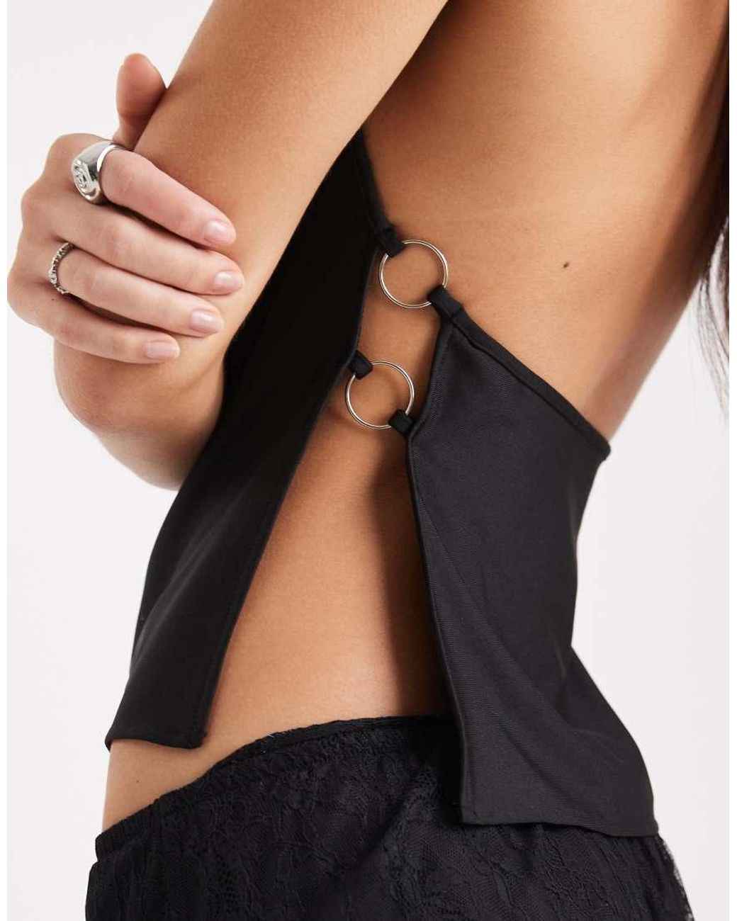 Edikted Black Bella Cowl Neck Halter Top