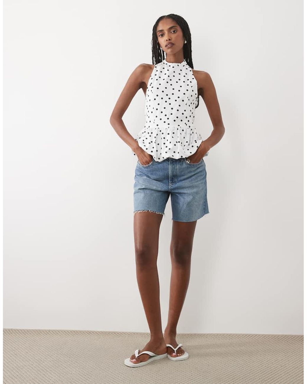 ASOS Blue Halter Neck With Bubble Hem Top