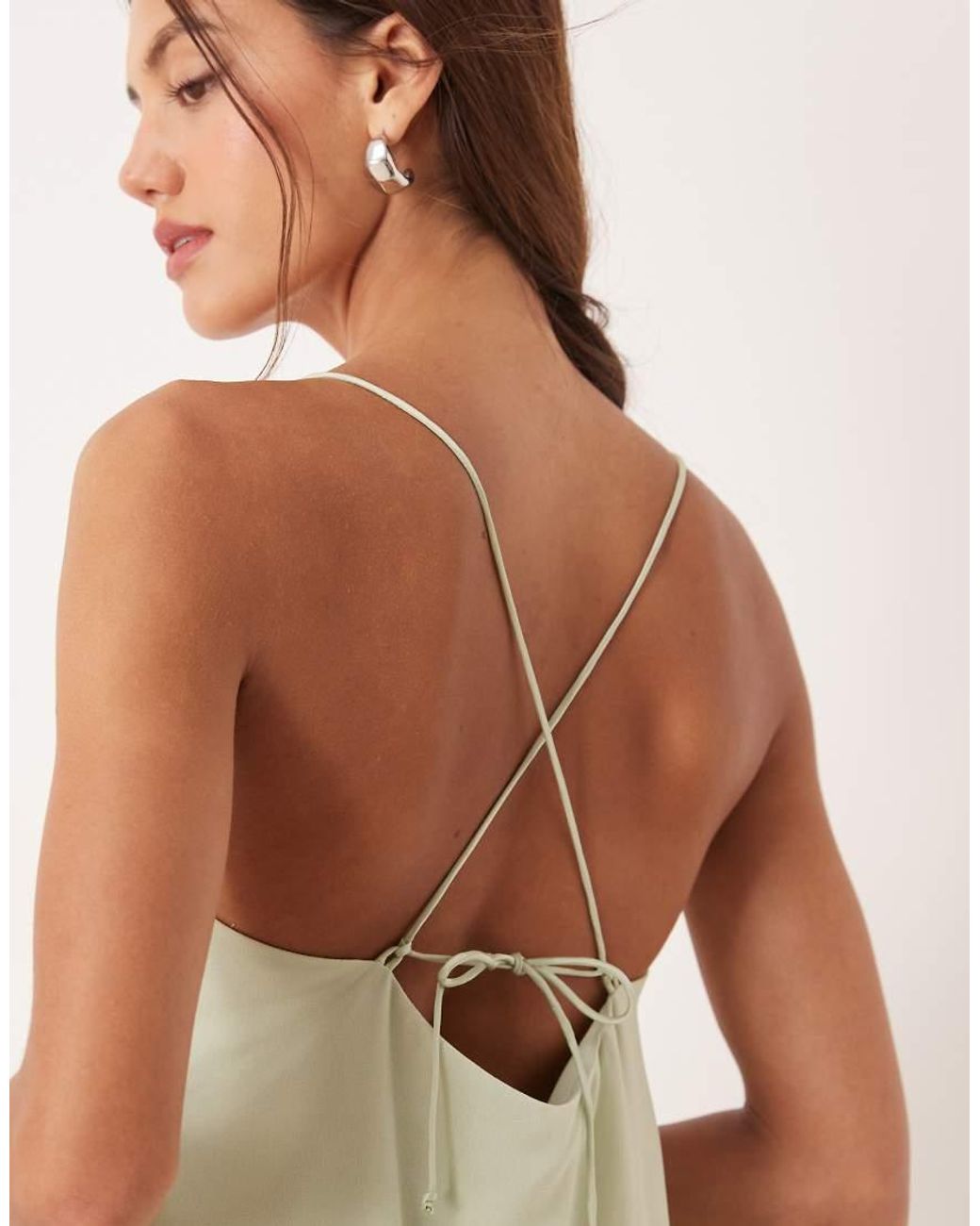 ASOS Natural Draped Satin Chiffon Cami Maxi Dress