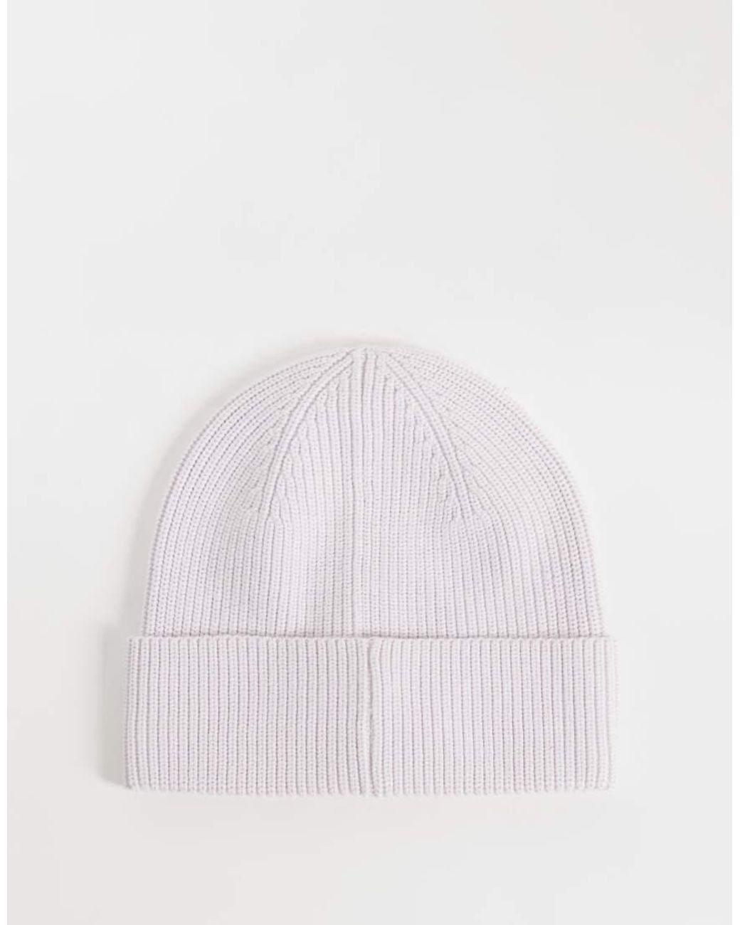 Calvin Klein Pink Rib Knit Beanie With Square Emblem