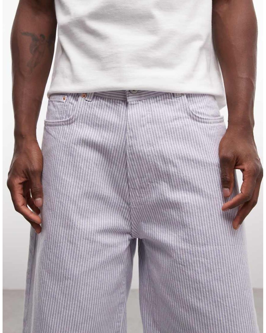 Stan Ray Gray Hickory Stripe Relaxed Fit Short for men