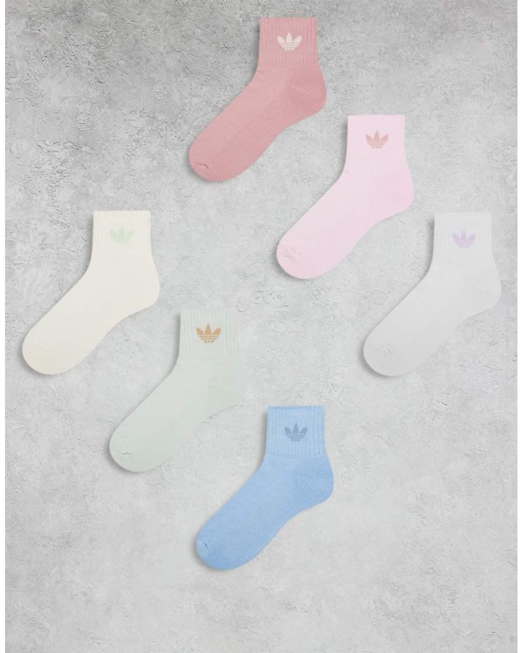 Adidas Originals Multicolor Adicolor Trefoil 6 Pack Ankle Socks
