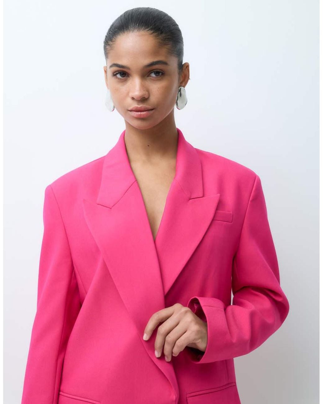 ASOS Pink Tailored Strong Shoulder Double Breasted Blazer