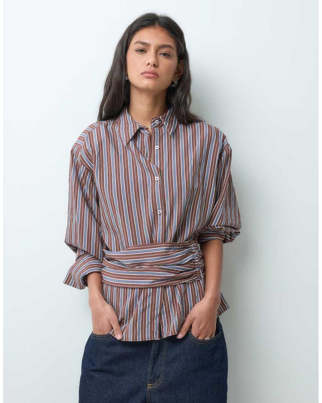ASOS Blue Boxy Cinched Shirt