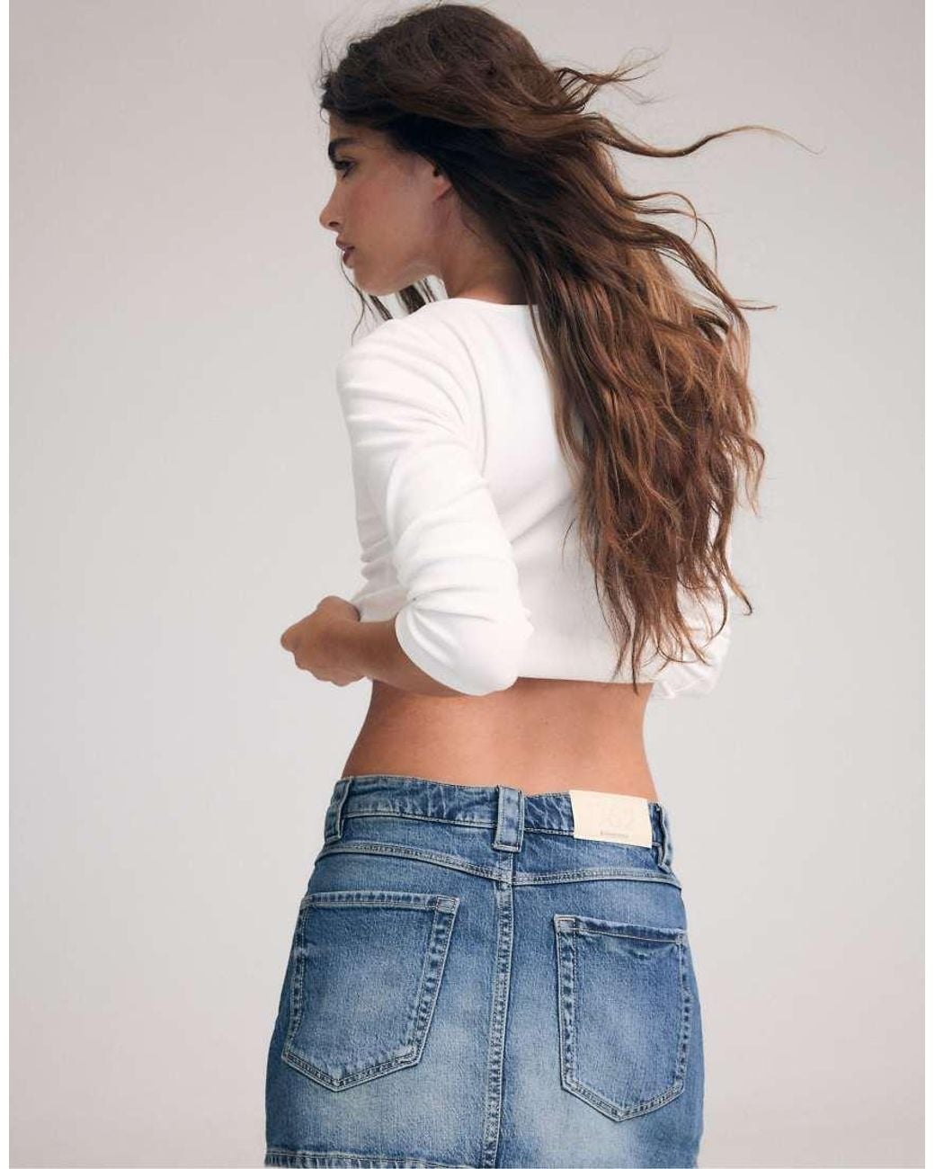 Stradivarius Blue D62 Denim Skort