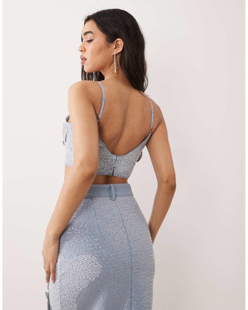 ASOS Gray Denim Embellished Cami Top