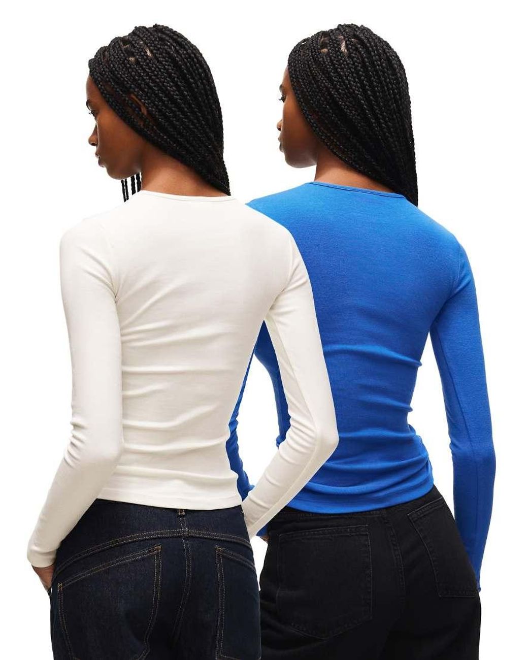 Bershka Blue Long Sleeve - 2-pack Of T-shirts