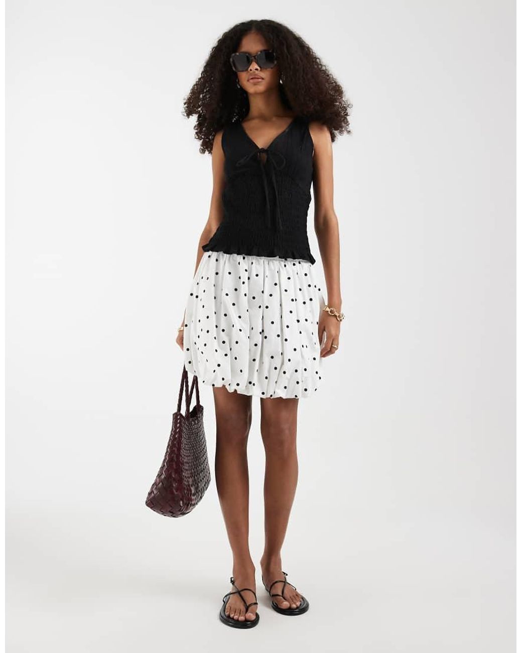 ASOS Black Shirred Waist V Neck Cami