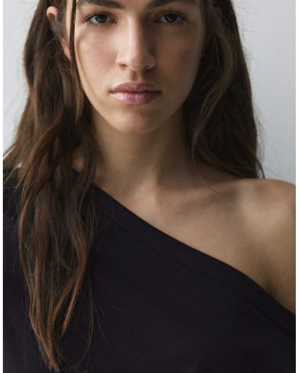 Pull&Bear Black Asymmetric Short Sleeve T-shirt