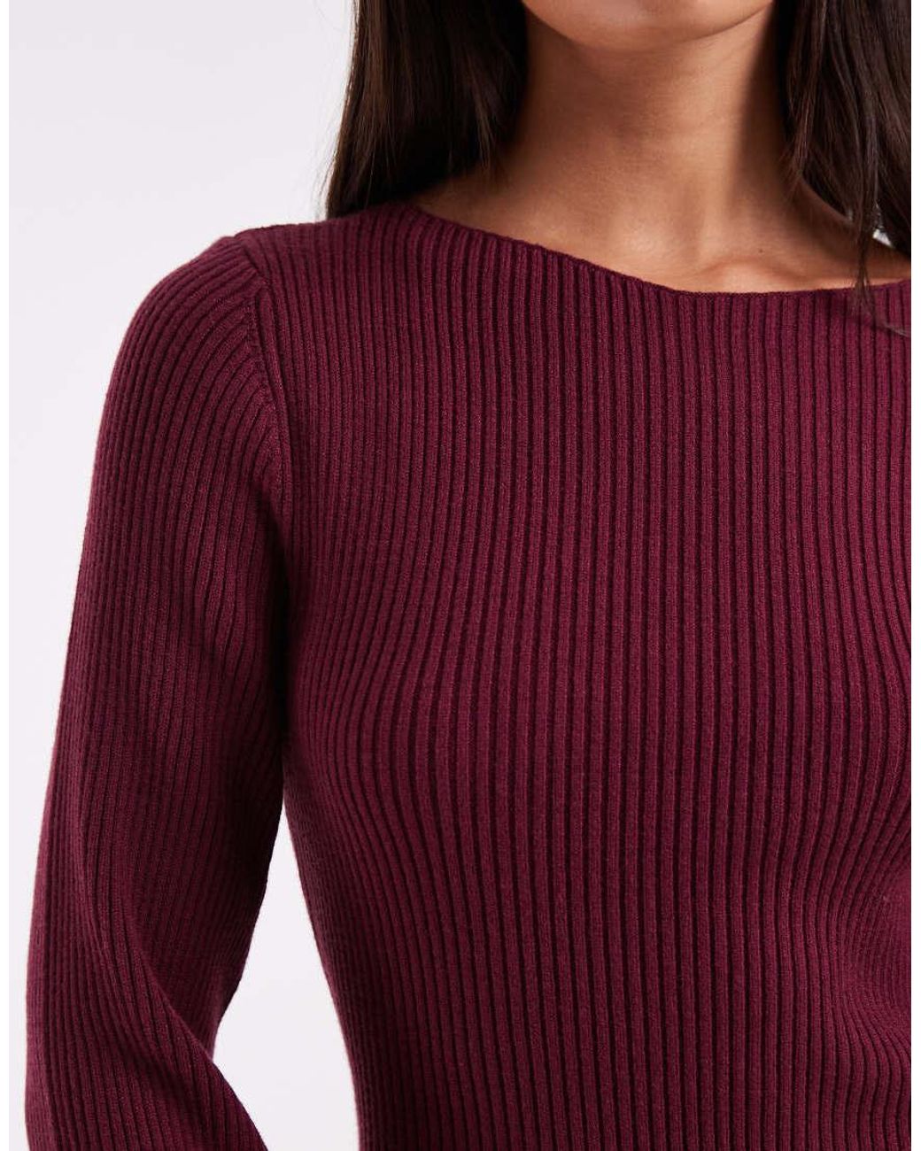 Vero Moda Red Long Sleeve Boat Neck Knitted Mini Dress