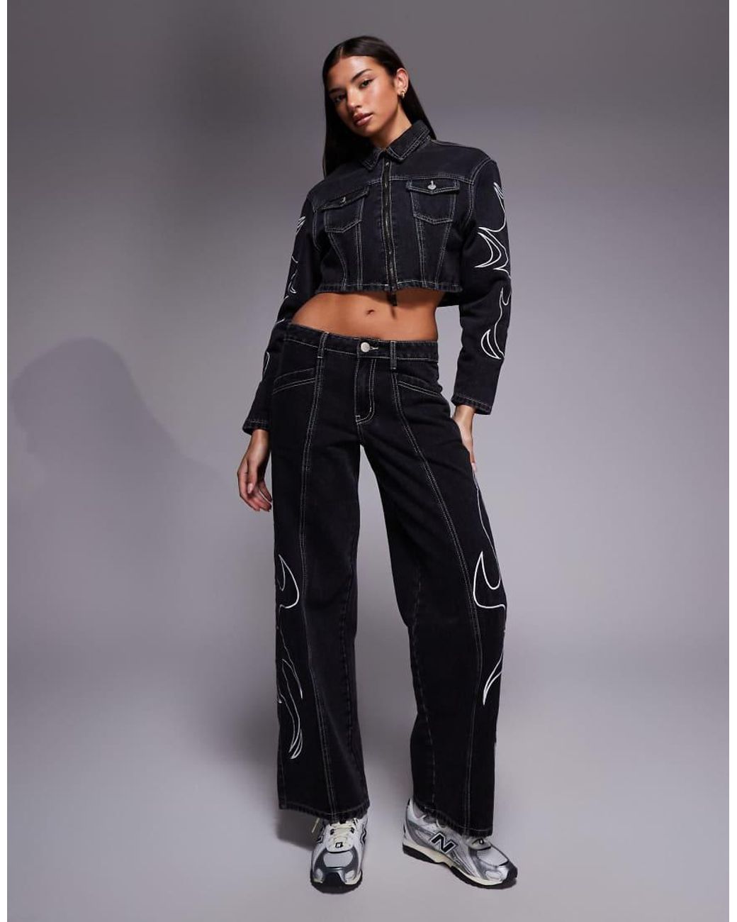 Liquor N Poker Blue Relaxed Low Rise Jeans With Applique Detail