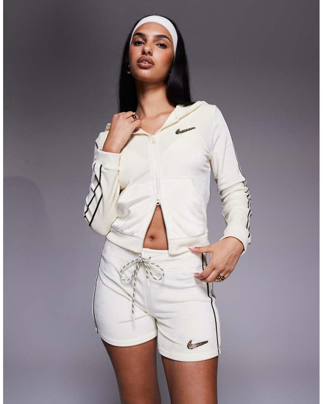 Nike White Velour Shorts