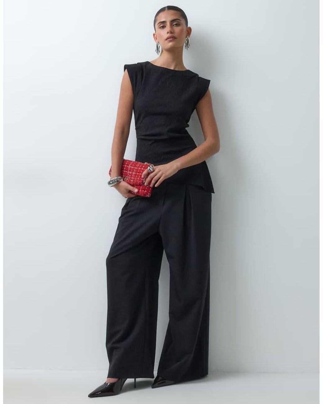 JJXX Black Structured Top With Asymmetric Hem