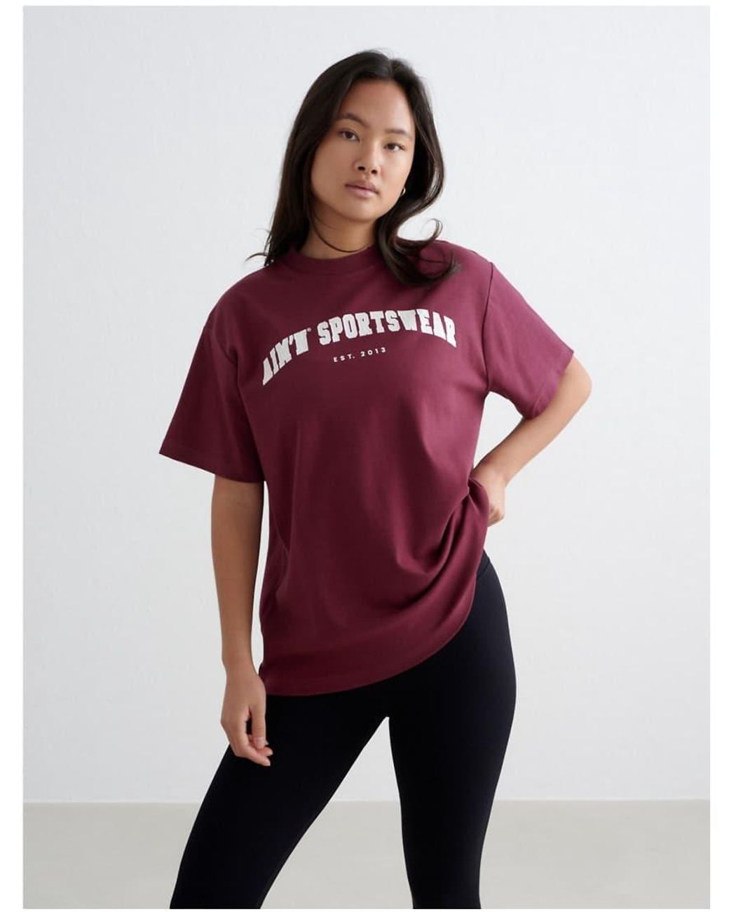 Aim'n Red Merlot Varsity Boyfriend T-Shirt