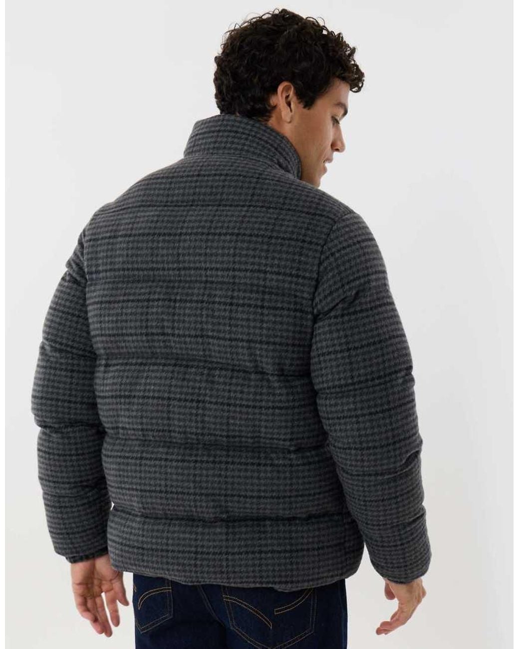 Threadbare Black Funnel Neck Puffer Coat for men