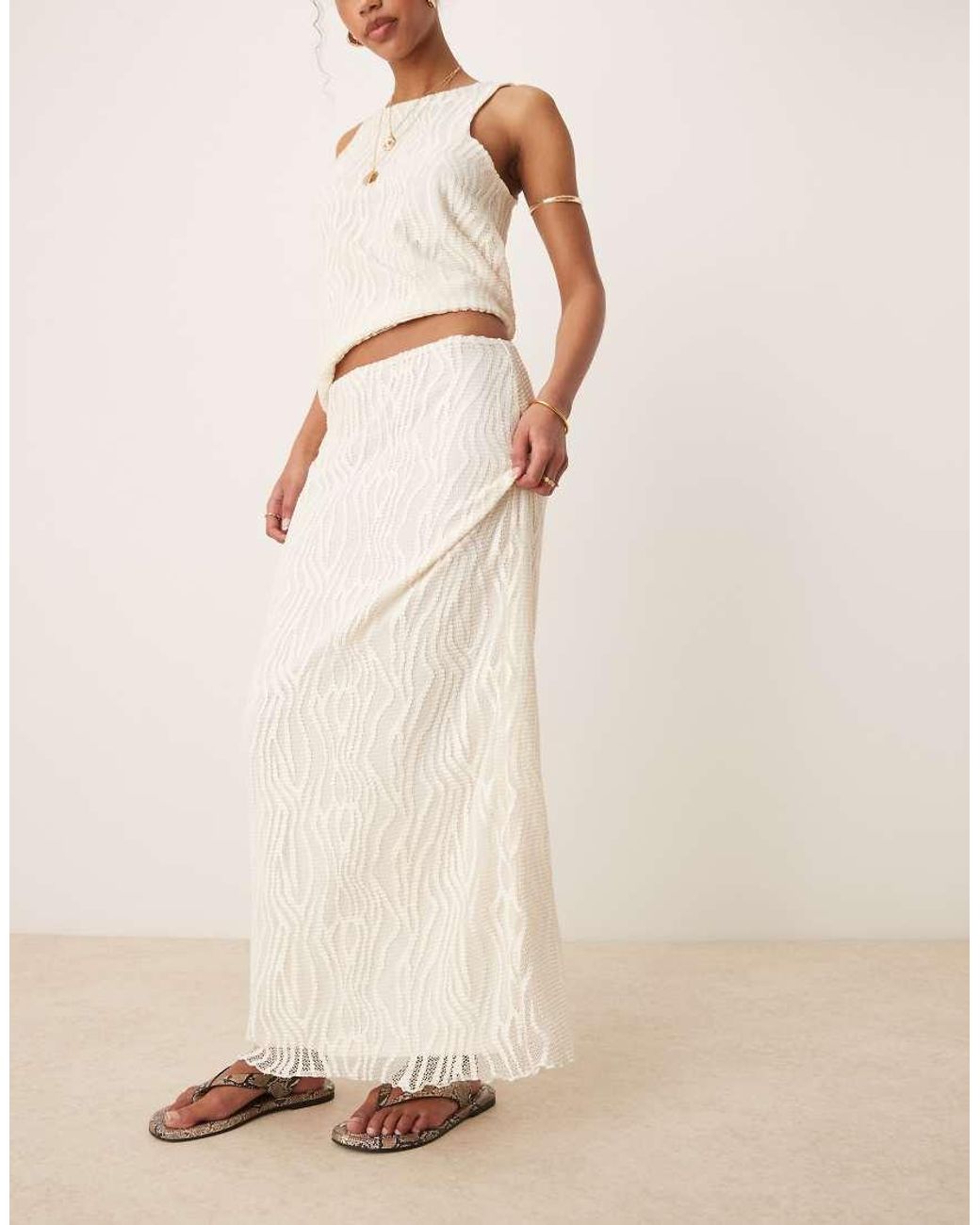Vila Natural Textured Maxi Skirt Co-Ord