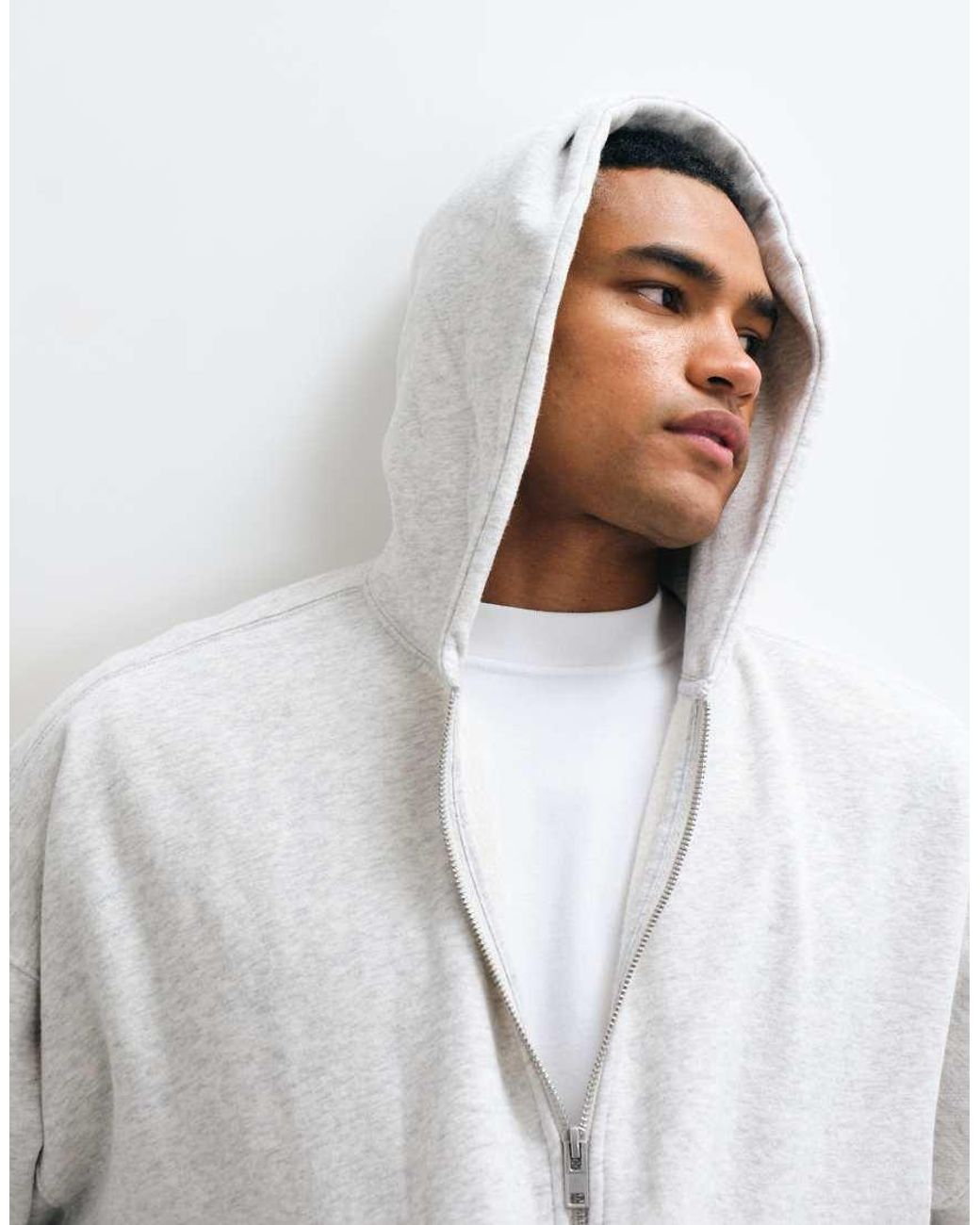 Abercrombie & Fitch Gray Essential Zip Up Hoodie for men