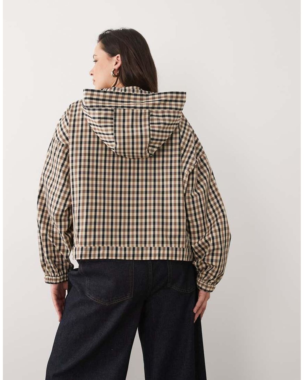 ASOS Brown Asos Design Curve Hooded Bubble Hem Bomber Jacket