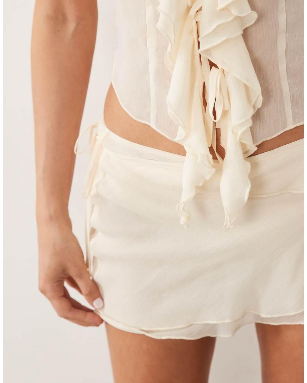I.AM.GIA Natural Portia Chiffon Tie Side Chiffon Mini Skirt
