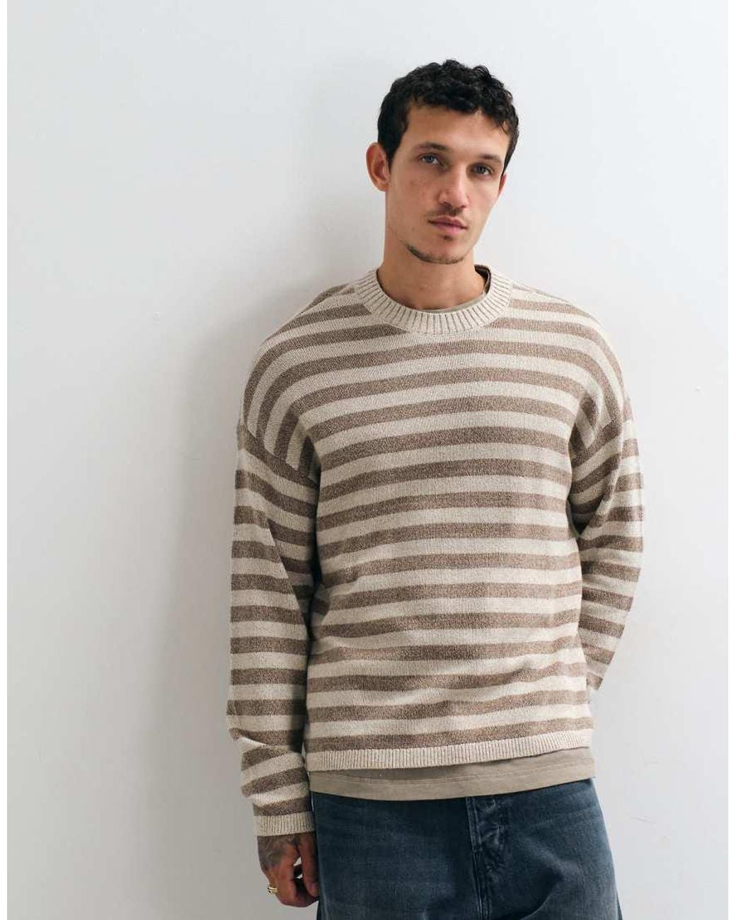 Hollister Gray Crew Neck Knitted Jumper for men