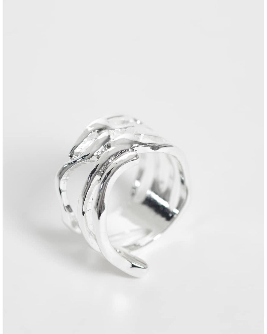 Reclaimed Vintage White Unisex Molten Metal Rings 2 Pack