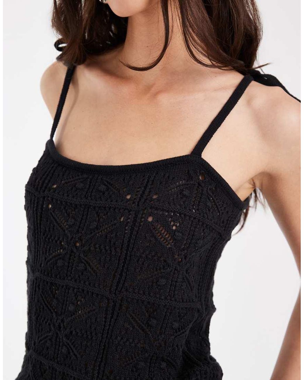 Levi's Black Crochet Tie Strap Tank Top