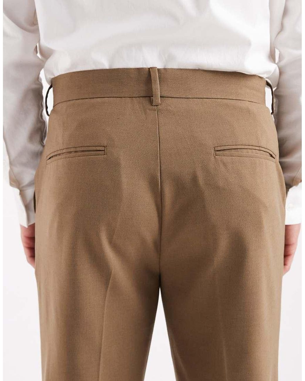 ASOS Natural Smart Tapered Trousers for men